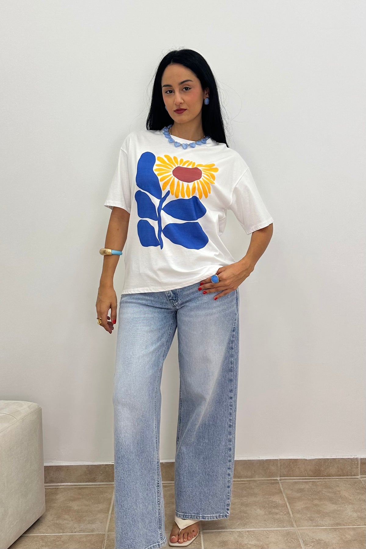Sunflower T-shirt-Λευκό Cotton Μπλουζάκι