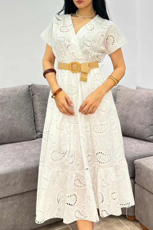 Βαμβακερό Μάξι Φόρεμα Broderie Anglaise