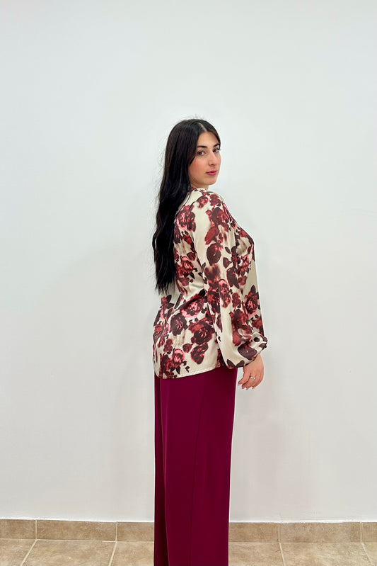 Floral satin blouse