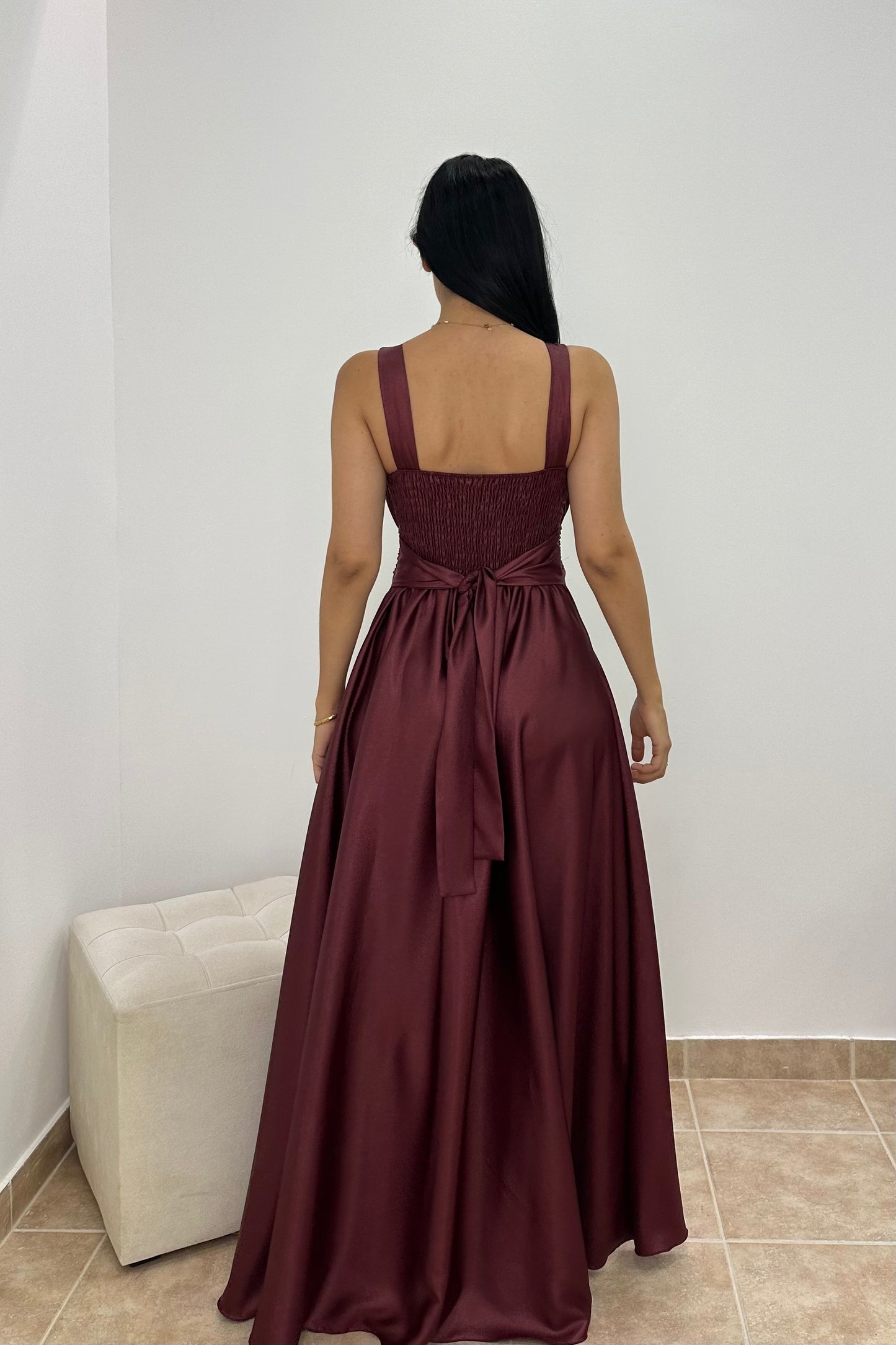 Bordeaux Gala Μπορντό Maxi Φόρεμα