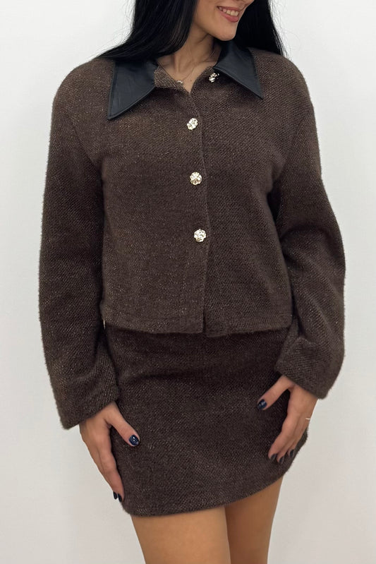 Bella Leather Detail Cardigan