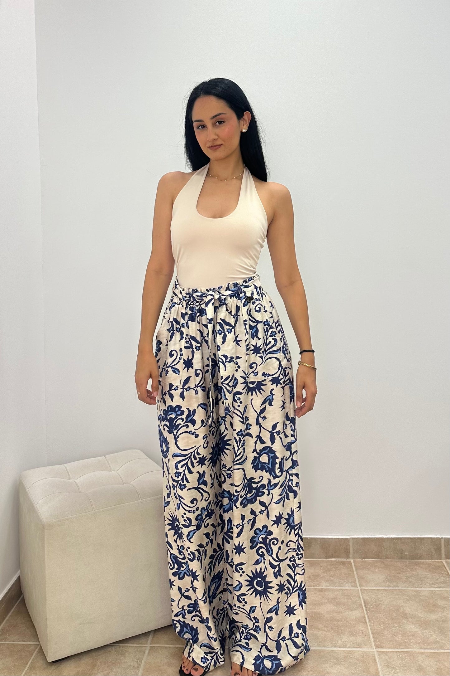 Floral παντελονα plus size