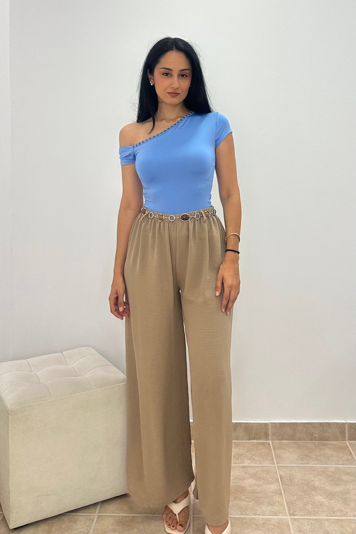 Wide Leg Παντελόνα με Λάστιχο