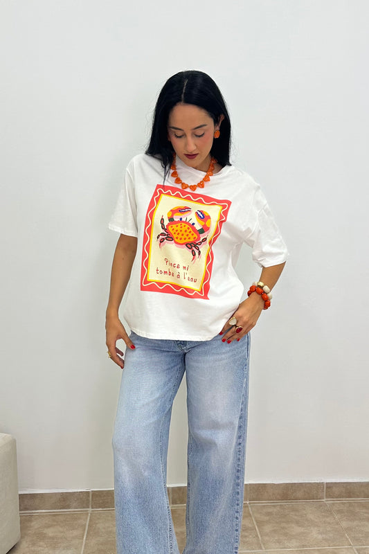 Crab Print Oversized T-Shirt