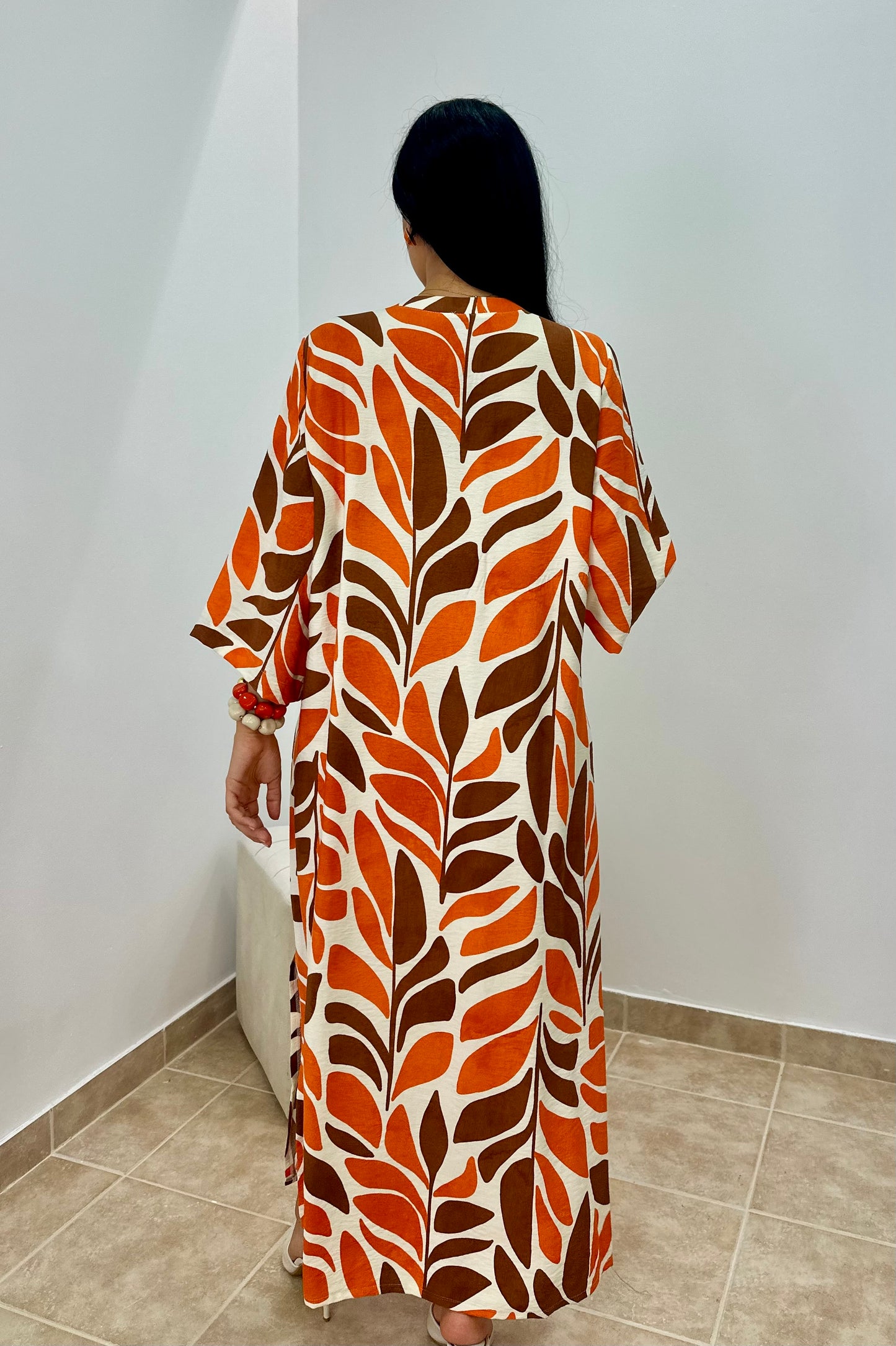 Spetses Kaftan – Πορτοκαλί / Καφέ Μάξι Καφτάνι