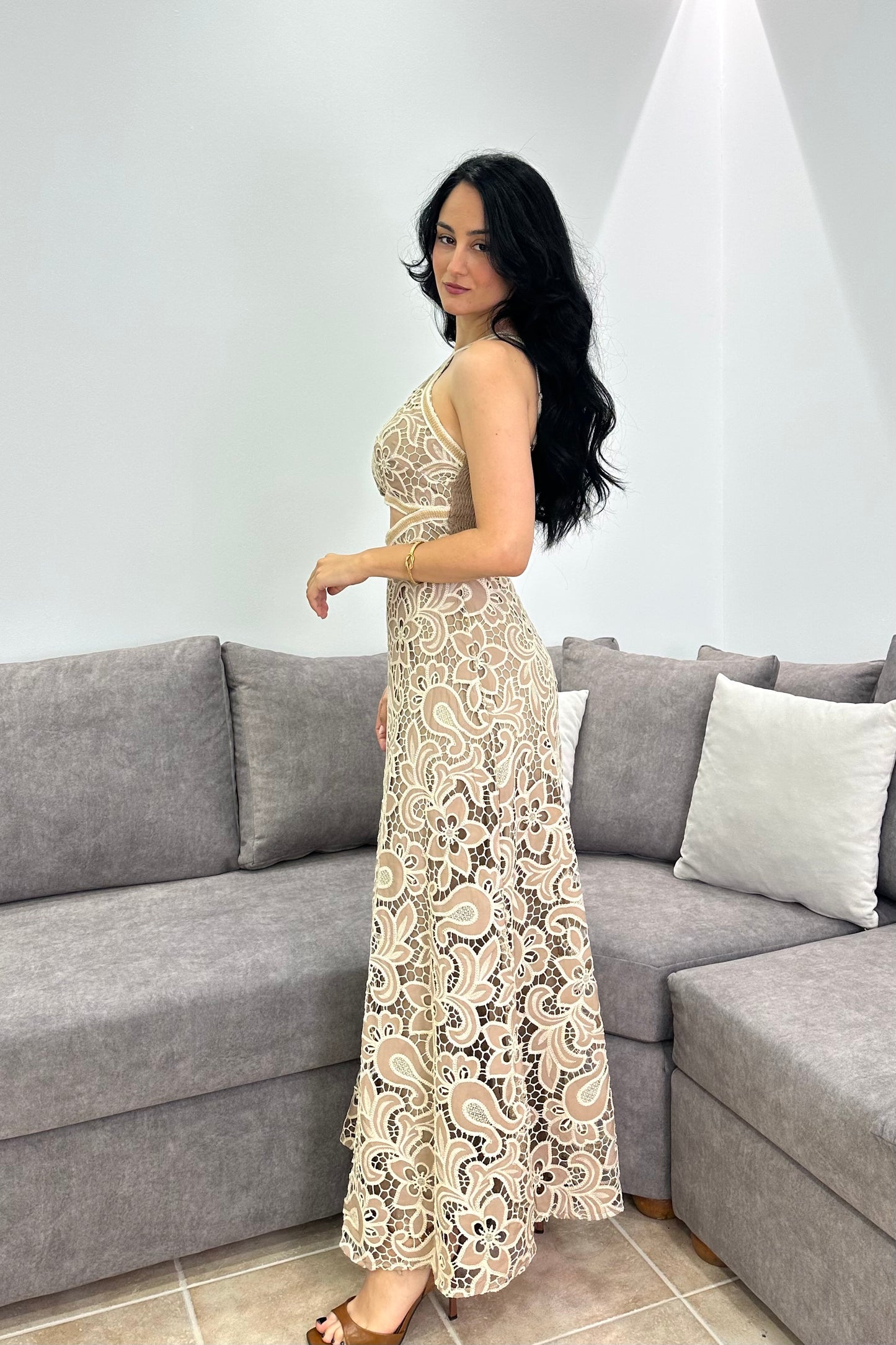 Venezia Lace Μάξι Φόρεμα