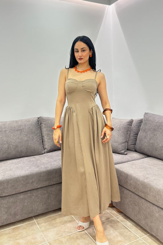 Daisy maxi φόρεμα μπεζ