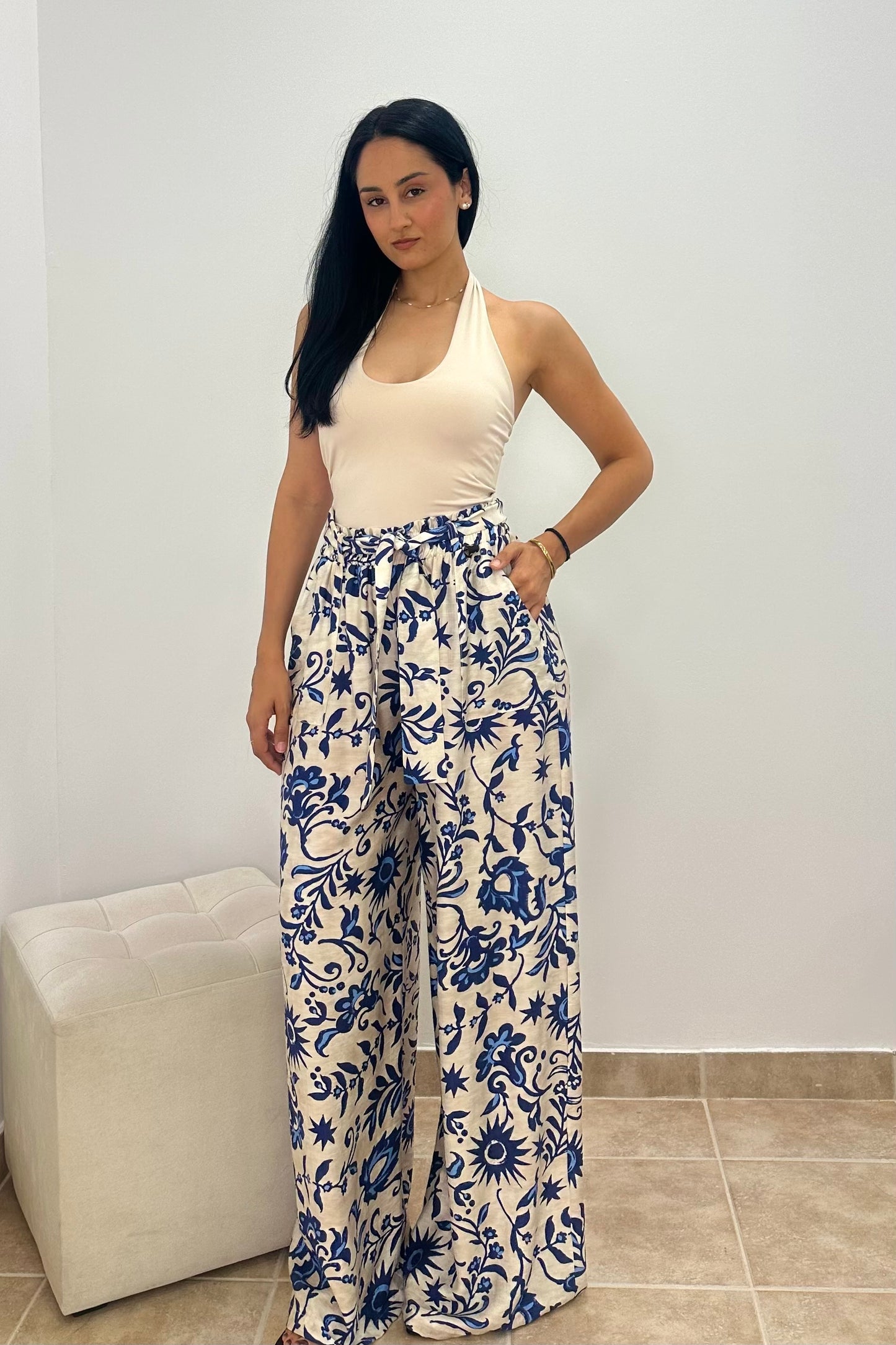 Floral παντελονα plus size
