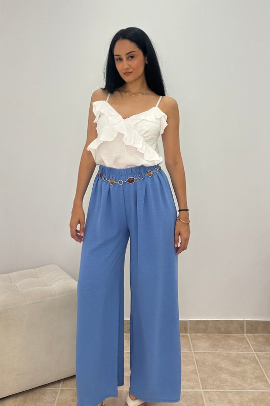Wide Leg Παντελόνα με Λάστιχο