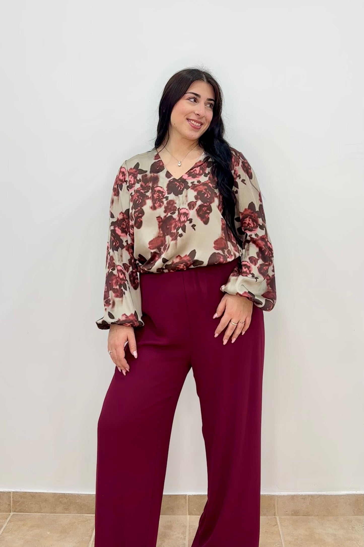 Floral satin blouse