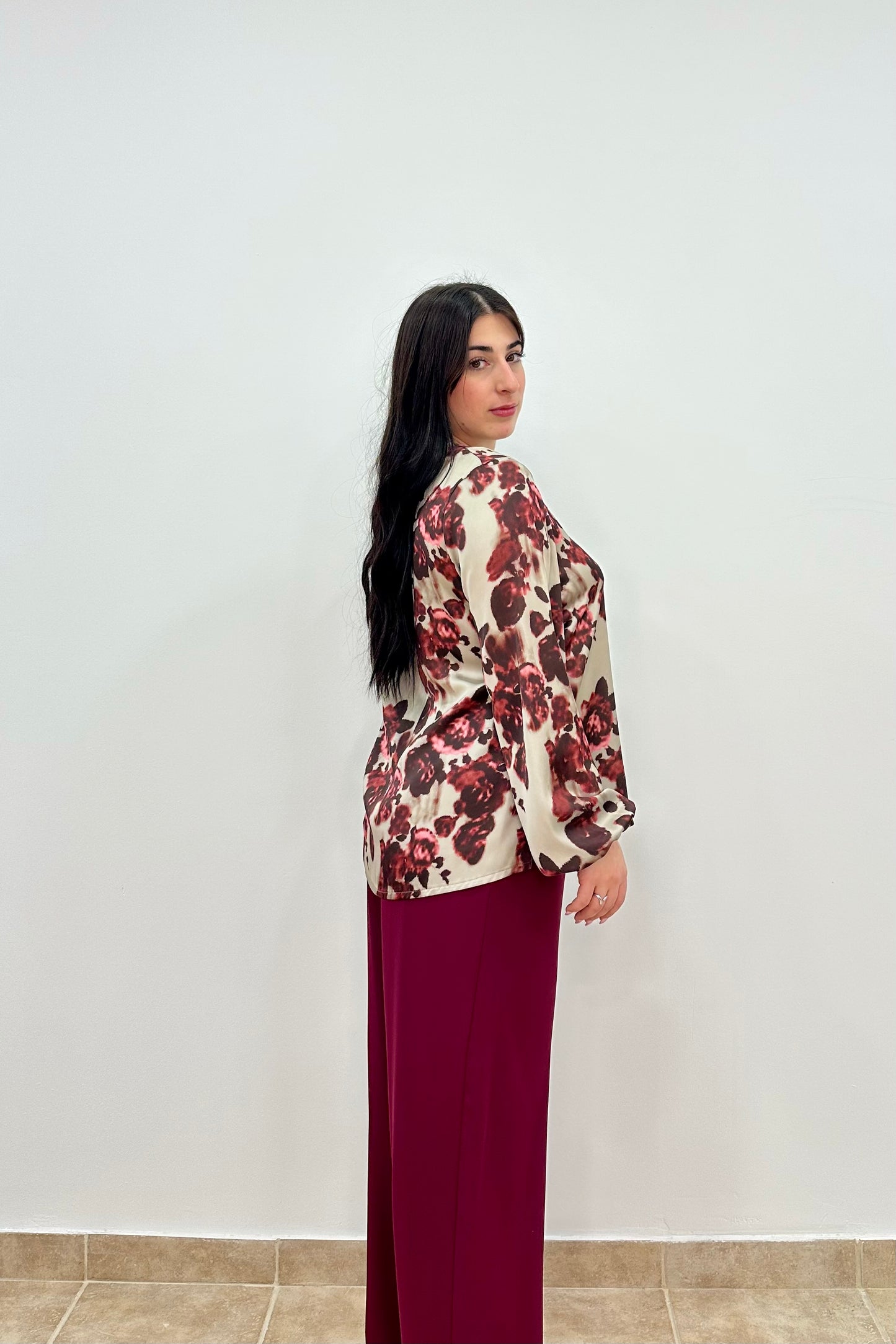 Floral satin blouse
