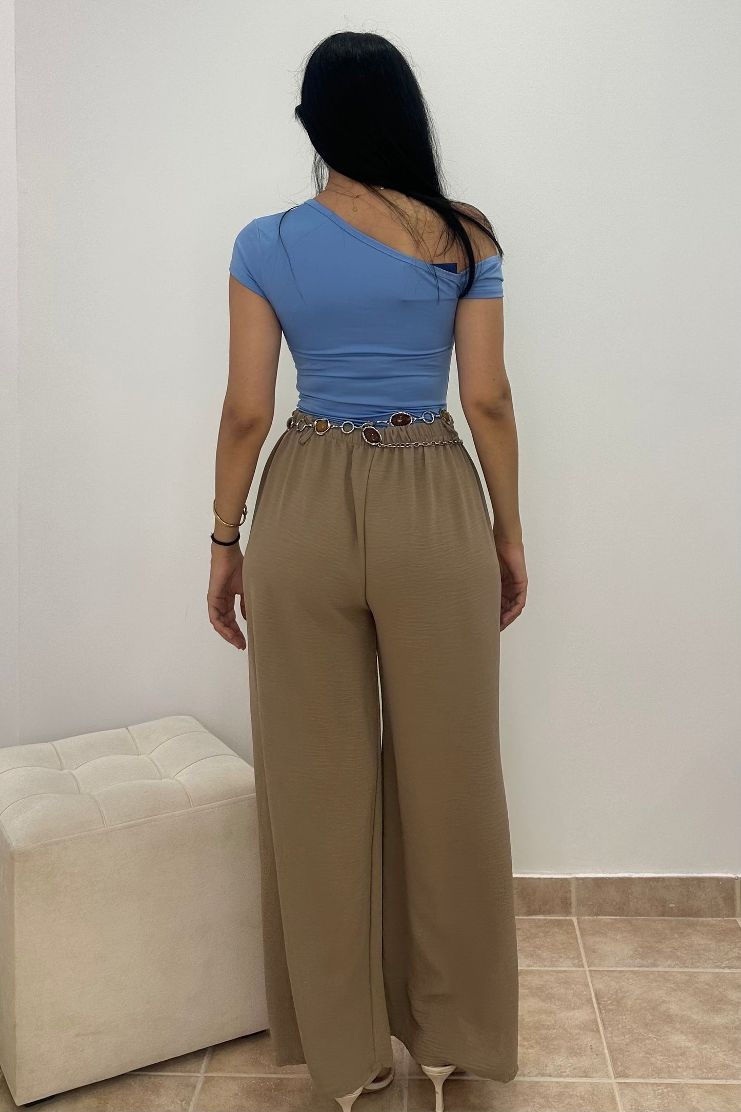 Wide Leg Παντελόνα με Λάστιχο