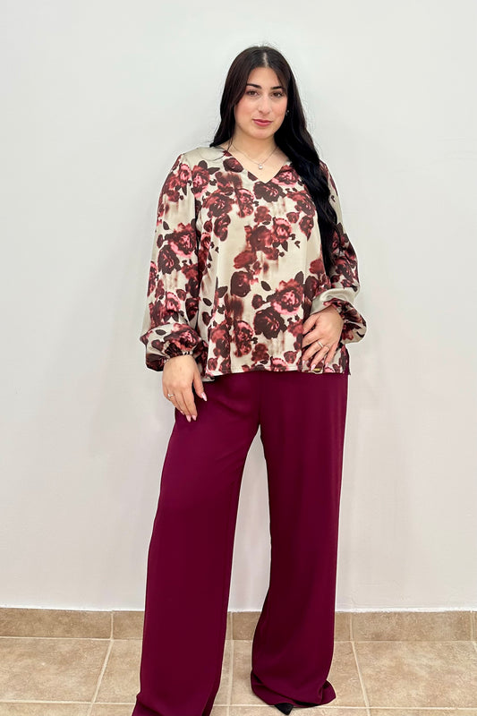 Floral satin blouse