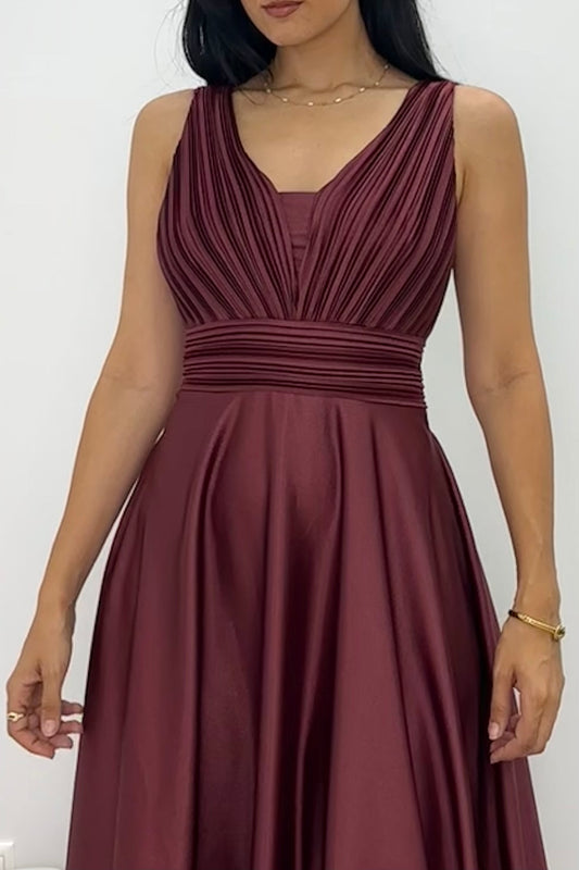 Bordeaux Gala Μπορντό Maxi Φόρεμα