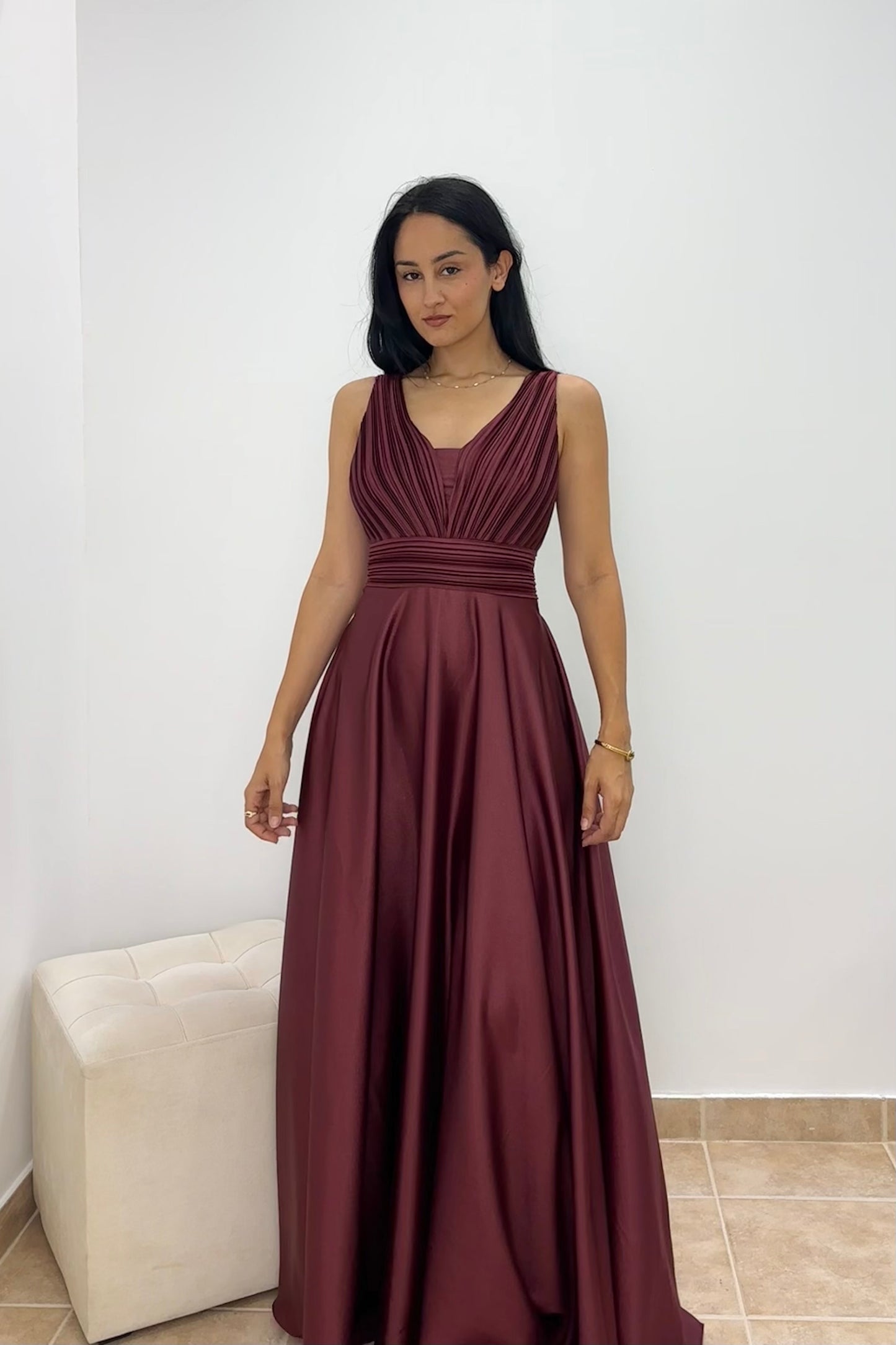 Bordeaux Gala Μπορντό Maxi Φόρεμα