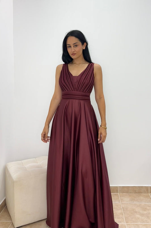 Bordeaux Gala Μπορντό Maxi Φόρεμα