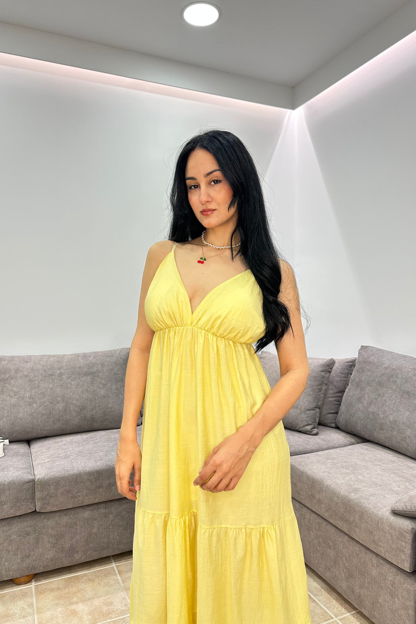 Αέρινο Μάξι Φόρεμα Lena Yellow Dress