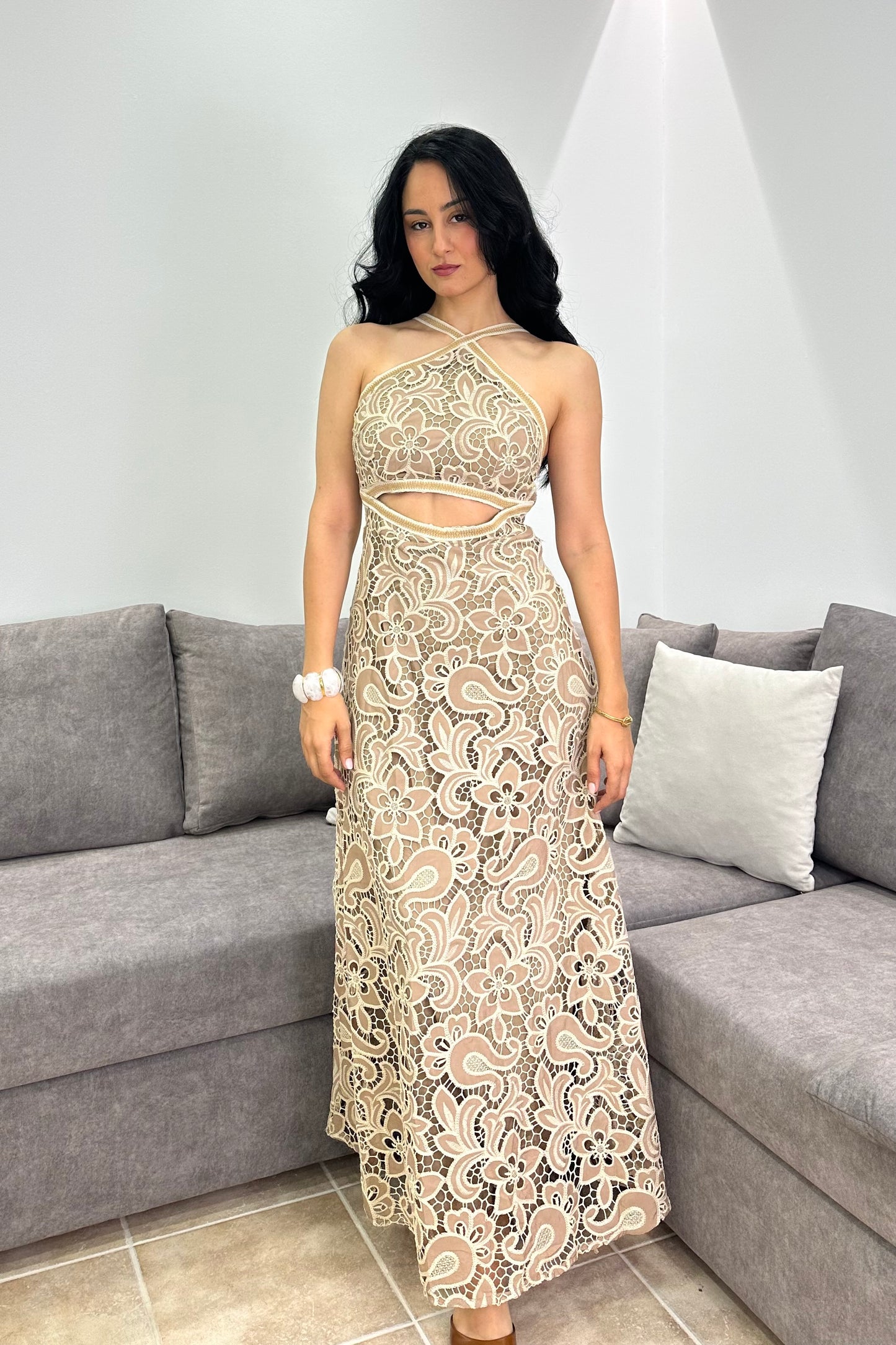 Venezia Lace Μάξι Φόρεμα