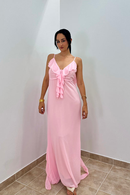 Celeste Maxi Φόρεμα με Ανοιχτή Πλάτη – Ροζ